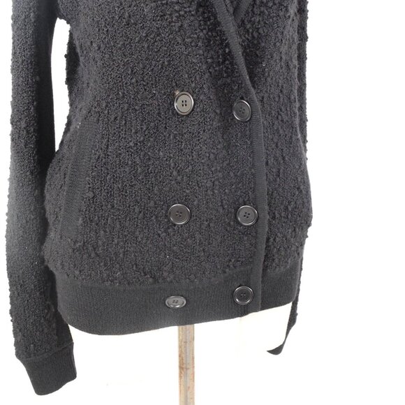 BCBG Max Azria Black Wool Bouclé Yarn Knit Cardigan - Picture 4 of 7